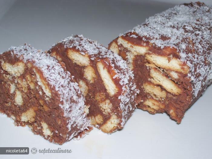 Imagine Reteta culinara Salam de biscuiţi reţetă cu urdă și Nucă de Cocos | 2review.ro