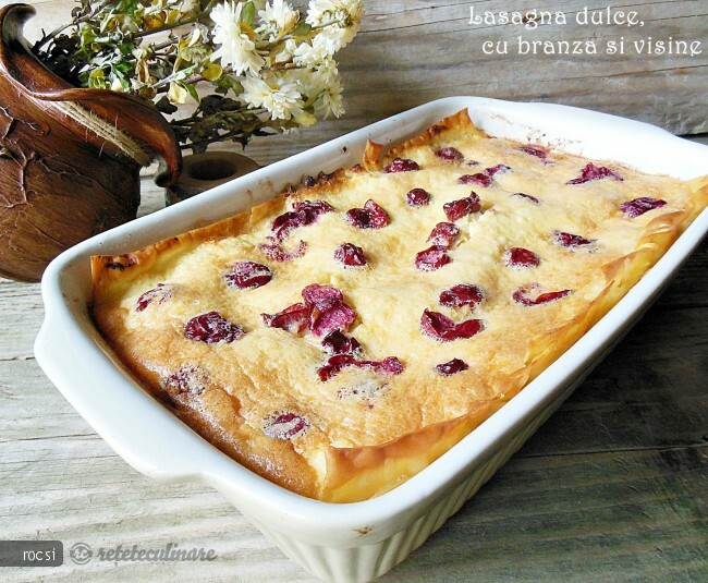Imagine Reteta culinara Lasagna dulce, cu branza si visine | 2review.ro
