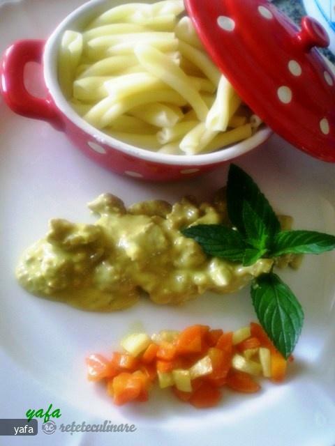 Imagine Reteta culinara Vita cu mustar, paste, legume cu ulei de masline | 2review.ro