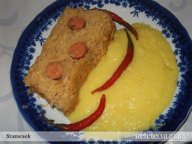 Imagine Reteta culinara Budinca de varza cu carnat si mamaliguta | 2review.ro