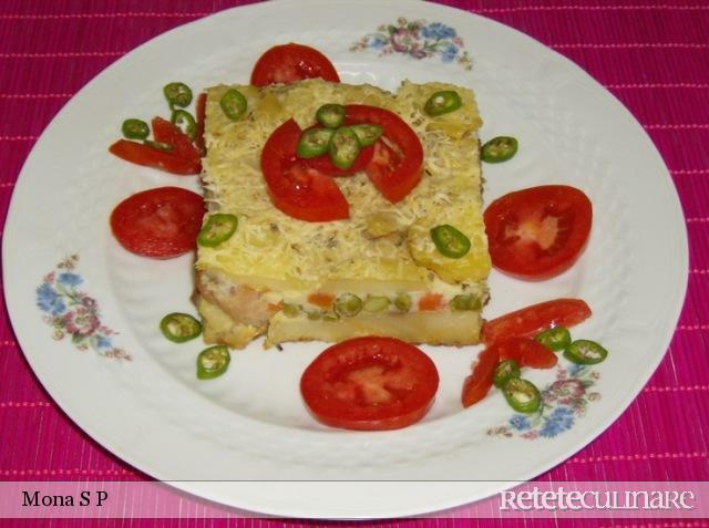 Imagine Reteta culinara Cartofi cu legume, crenvursti si smantana | 2review.ro