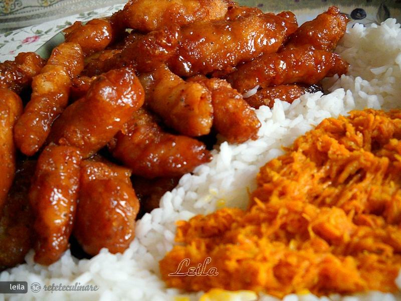 Imagine Reteta culinara Pui Chinezesc cu Miere si Spaghete Prajite- Mezes Csirke | 2review.ro