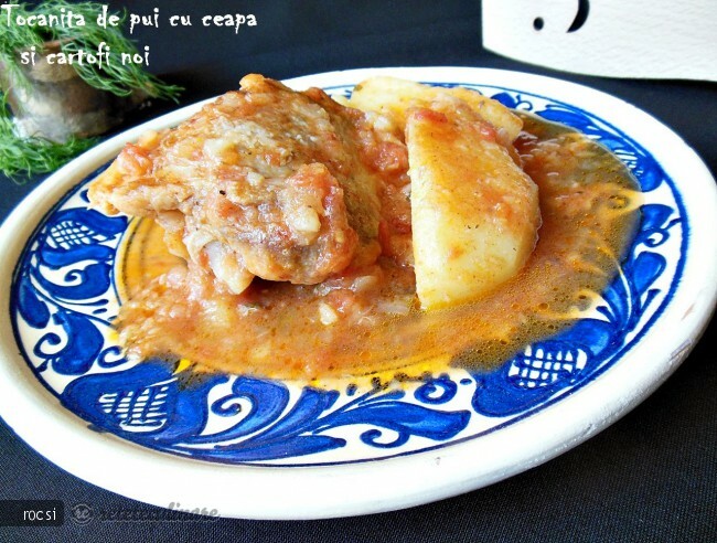 Imagine Reteta culinara Tocanita de pui cu ceapa si cartofi noi | 2review.ro