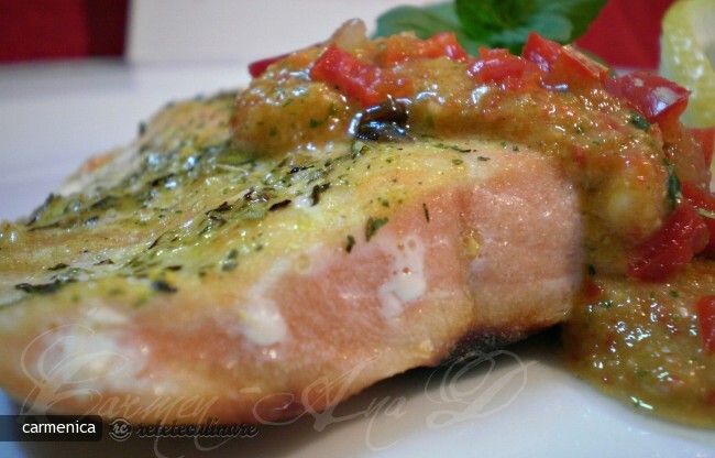 Imagine Reteta culinara Somon cu Sos Salsa de Menta | 2review.ro