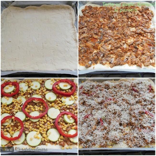 Imagine Reteta culinara Tarta cu peste, dovlecel si porumb | 2review.ro