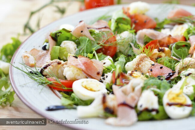 Imagine Reteta culinara Salata Fresh cu Conopida, Prosciutto si Oua de Prepelita | 2review.ro